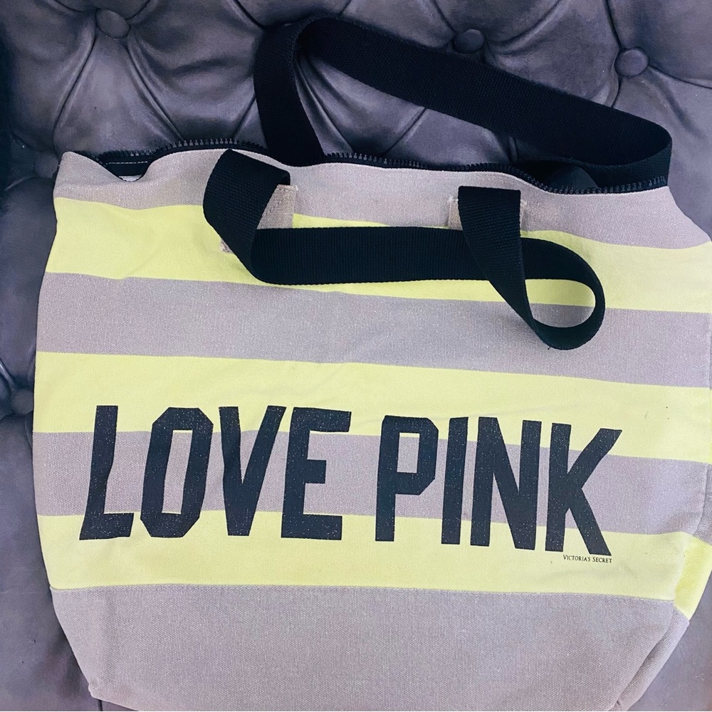 LOVE PINK CANVAS TOTE
